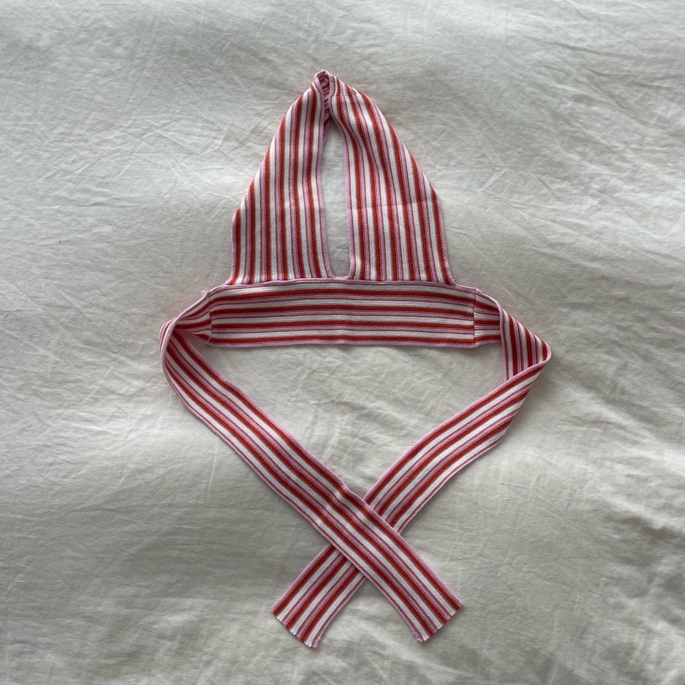 Halter top - Pink, orange, white stripe